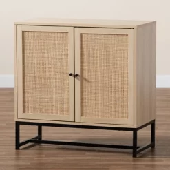 Caterina Wood And Natural Rattan 2 Door Storage Cabinet Natural Brown/Black - Baxton Studio -Luxe Living Interiors Shop GUEST 3762b66b b2f3 44cb a0ca 80f049813a10