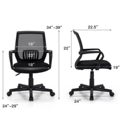 Costway Mid-Back Office Executive Chair Mesh Chair Height Adjustable W/ Lumbar Support 12 Costway Mid-Back Office Executive Chair Mesh Chair Height Adjustable W/ Lumbar Support -Luxe Living Interiors Shop GUEST 37680dc6 f36e 42ac 86c8 1886fce3415a