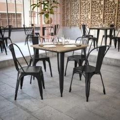 Flash Furniture Declan Commercial Grade Indoor/Outdoor Dining Table, 31.5" Square All Weather Poly Resin Top With Steel Base -Luxe Living Interiors Shop GUEST 37de4e48 8e4a 4128 a569 d30c6583a694