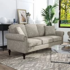 Evok Contemporary Chenille Upholstered Sofa - MiBasics