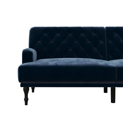 Lyla Upholstered Velvet Futon Blue - Room & Joy 8 Lyla Upholstered Velvet Futon Blue - Room & Joy - Image 6