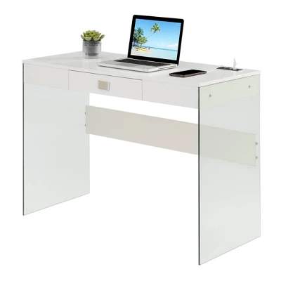 42" SoHo Glass Desk With Charging Station - Breighton Home 4 42" SoHo Glass Desk With Charging Station - Breighton Home - Image 2