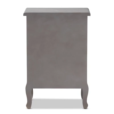 3 Drawer Capucine Finished Wood Nightstand Gray - Baxton Studio 8 3 Drawer Capucine Finished Wood Nightstand Gray - Baxton Studio - Image 6
