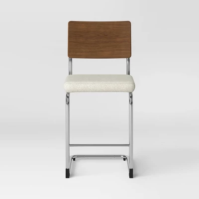 Cecilton Chrome Cantilever Counter Height Barstool Cream Boucle - Threshold™ 4 Cecilton Chrome Cantilever Counter Height Barstool Cream Boucle - Threshold™ - Image 2