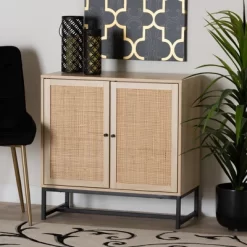 Caterina Wood And Natural Rattan 2 Door Storage Cabinet Natural Brown/Black - Baxton Studio -Luxe Living Interiors Shop GUEST 39bca429 fda4 44e5 8fc4 c28ecde43d99