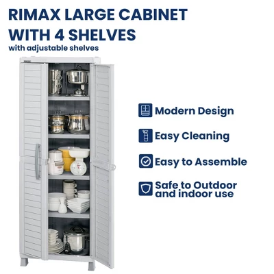 Large Storage Cabinet Light Gray - Inval 4 Large Storage Cabinet Light Gray - Inval - Image 2