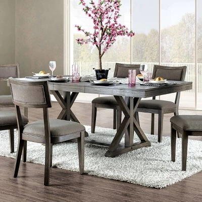 78" Rawlins Rectangular Extendable Dining Table Gray - HOMES: Inside + Out 3 78" Rawlins Rectangular Extendable Dining Table Gray - HOMES: Inside + Out