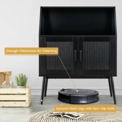 Costway Kitchen Storage Cupboard Buffet Cabinet Sideboard W/ Open Cubby & 2 Glass Doors -Luxe Living Interiors Shop GUEST 3b653120 94ae 4865 820c cd109200e411