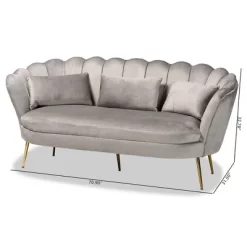 Genia Velvet Fabric Upholstered And Metal Sofa Gray/Gold - Baxton Studio -Luxe Living Interiors Shop GUEST 3c2d3cc0 14f3 44f4 a04f f62e34753e2c