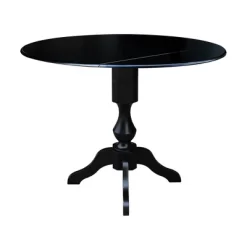 36.3" Smithson Round Pedestal Dual Drop Leaf Dining Table Black - International Concepts