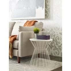 Bent Metal Side Table White - Adore Decor -Luxe Living Interiors Shop GUEST 3e41d639 f603 4a2c 91f2 2099fd57bc3b