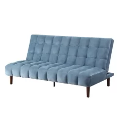 76" Yolandi Futon Teal Velvet/Dark Walnut Finish - Acme Furniture