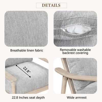 Retro Accent Chair With Solid Wood Frame And Vertical Slatted Back-ModernLuxe 7 Retro Accent Chair With Solid Wood Frame And Vertical Slatted Back-ModernLuxe - Image 5