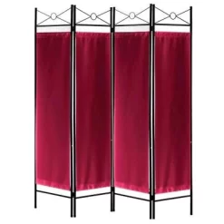 Legacy Decor Metal And Woven Fabric Room Divider With Two Way Hinges