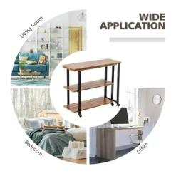 Costway Patented Sofa Side End Table 360° Rotating Bookcase W/Storage Shelves & Wheels Brown/Rustic Brown/Natural -Luxe Living Interiors Shop GUEST 41582a58 9163 4b5c 8f44 a67d10490dc5