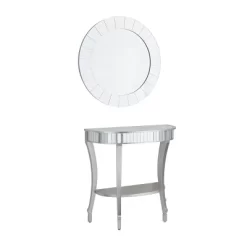 Set Of 2 Glam Fir Console Tables With Mirror White - Olivia & May -Luxe Living Interiors Shop GUEST 4174adb1 9e8a 4b4c 9033 4e514e7fa549
