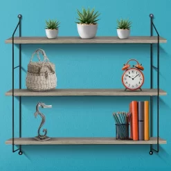 Sorbus Wall Mounted Rustic Wood Shelf With Metal Brackets (Gray) -Luxe Living Interiors Shop GUEST 41d9bb31 3a0d 496f a849 ad4eb392894e