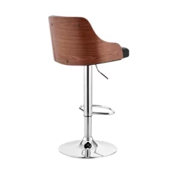 Asher Adjustable Counter Height Barstool With Faux Leather Chrome Finish - Armen Living -Luxe Living Interiors Shop GUEST 43f42a61 de25 45bb a80b 28439643c821