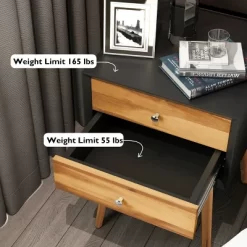 Costway 2PCS Wooden Nightstand Mid-Century End Side Table W/2 Storage Drawers -Luxe Living Interiors Shop GUEST 4400d6ec 7760 4e6c 9242 0e6f2496ed96