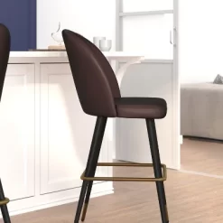 Flash Furniture Lyla Commercial Grade Modern Armless Barstools With Contoured Backrest, Steel Frame And Integrated Footrest - Set Of 2 -Luxe Living Interiors Shop GUEST 4445833d d9b2 413c be9a a6d79b500794
