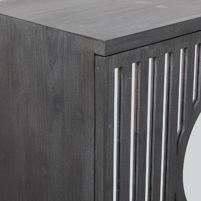 Art Deco Contemporary Mirrored Wood Cabinet Black - Olivia & May 6 Art Deco Contemporary Mirrored Wood Cabinet Black - Olivia & May - Image 4