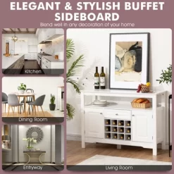 Costway Storage Buffet Sideboard Table Kitchen Sever Cabinet Wine Rack White -Luxe Living Interiors Shop GUEST 45c31a23 002e 4d91 a6c3 6c785acdeb66