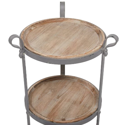 Industrial Metal Round Tiered Table Gray - Olivia & May 5 Industrial Metal Round Tiered Table Gray - Olivia & May - Image 3