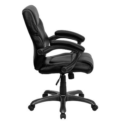 Overstuffed Swivel Task Chair Black Leather - Flash Furniture 3 Overstuffed Swivel Task Chair Black Leather - Flash Furniture
