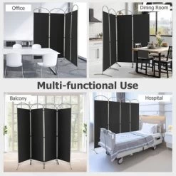 Costway 4 Panels Folding Room Divider 6 Ft Tall Fabric Privacy Screen Black/Brown/Grey/White -Luxe Living Interiors Shop GUEST 48e7ddda 3ad1 4926 b1b5 6a648760a4bb