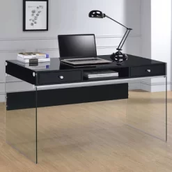 Dobrev 2 Drawer Writing Desk With Glass Base - Coaster
