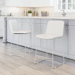 Set Of 2 Lorient Counter Height Barstool Chairs White - ZM Home -Luxe Living Interiors Shop GUEST 4abdd9c0 5c0a 4087 aa24 bc8d662dd20a