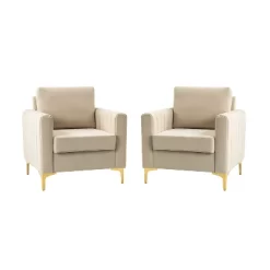 Set Of 2 Iapygia Contemporary Tufted Wooden Upholstered Club Chair With Metal Legs For Bedroom Club Chair| ARTFUL LIVING DESIGN 35 Set Of 2 Iapygia Contemporary Tufted Wooden Upholstered Club Chair With Metal Legs For Bedroom Club Chair| ARTFUL LIVING DESIGN -Luxe Living Interiors Shop GUEST 4b7a15c0 9e91 4010 9b9b eaf6f8119926