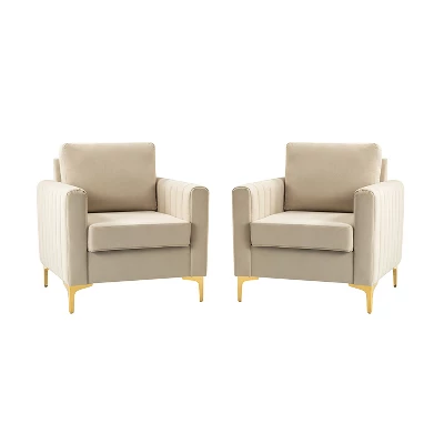 Set Of 2 Iapygia Contemporary Tufted Wooden Upholstered Club Chair With Metal Legs For Bedroom Club Chair| ARTFUL LIVING DESIGN 18 Set Of 2 Iapygia Contemporary Tufted Wooden Upholstered Club Chair With Metal Legs For Bedroom Club Chair| ARTFUL LIVING DESIGN - Image 16