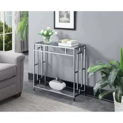Town Square Chrome Hall Table Chrome - Breighton Home