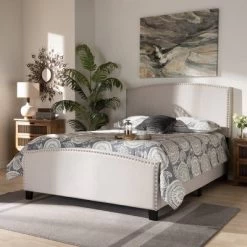 Morgan Fabric Upholstered Panel Bed - Baxton Studio -Luxe Living Interiors Shop GUEST 4dc2d410 0766 46d4 9d60 2ebda2e66575