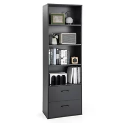 Costway 6-Tier Tall Bookshelf Freestanding Modern Bookcase Black Storage Cabinet White/Black -Luxe Living Interiors Shop GUEST 4dd47a26 c35d 4b15 a82e eda2472b6c75