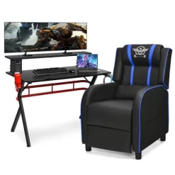 Costway Gaming Desk & Chair Set 48'' Computer Desk & Massage Recliner Chair Black + White/Blue/Pink/Red -Luxe Living Interiors Shop GUEST 4dfc89e8 2093 4a65 9a8f cdfe06b98f6b