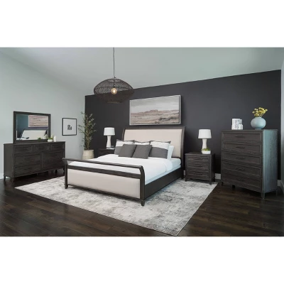 6pc Cindi Sleigh Bedroom Set Gray - Abbyson Living 3 6pc Cindi Sleigh Bedroom Set Gray - Abbyson Living
