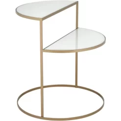 Kensington Hill Modern 2-Tier Half-Moon Gold Accent Side End Table 25" X 22 1/4" White Tempered Glass For Living Room Bedroom Home -Luxe Living Interiors Shop GUEST 4f09307c e9d1 4254 83e2 0e2e3d17ee78