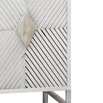 Cierra 31.50" W Modern 2 Diamond Doors Wooden Cabinet With Featuring Two-Tier Storage-Maison Boucle 5 Cierra 31.50" W Modern 2 Diamond Doors Wooden Cabinet With Featuring Two-Tier Storage-Maison Boucle - Image 3