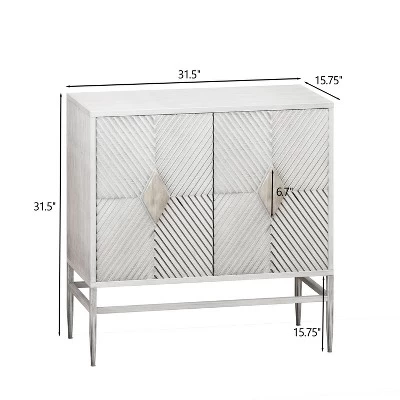 Cierra 31.50" W Modern 2 Diamond Doors Wooden Cabinet With Featuring Two-Tier Storage-Maison Boucle 10 Cierra 31.50" W Modern 2 Diamond Doors Wooden Cabinet With Featuring Two-Tier Storage-Maison Boucle - Image 8