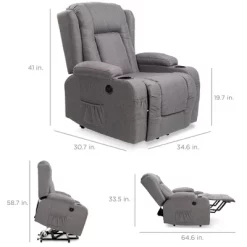 Best Choice Products Electric Power Lift Linen Recliner Massage Chair Furniture W/ USB Port, Heat, Cupholders -Luxe Living Interiors Shop GUEST 501de113 98bc 49c9 93a0 b5ba1edb1bb1