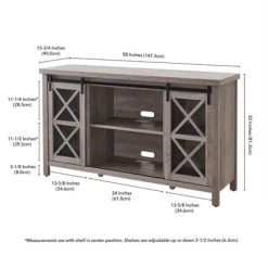 58" Modern Farmhouse TV Stand In Gray Oak Wood - Henn&Hart -Luxe Living Interiors Shop GUEST 507c3f50 5b16 421f 87fa 091e42ce78c0