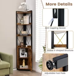 Costway 6-Tier Corner Shelf Bookshelf Industrial Storage Rack Cabinet Rustic Plant Stand -Luxe Living Interiors Shop GUEST 50bf9bd3 aec4 4a51 bfe6 188e6327d1ab