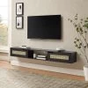 Modern Boho Floating TV Stand For TVs Up To 80" With Rattan Doors Black - Saracina Home -Luxe Living Interiors Shop GUEST 50cc7cf4 fd0b 4d97 938d 63d8605d0385
