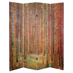 Klimt Fine Art Double Sided Room Divider Tannenwald And Farm Garden - Oriental Furniture