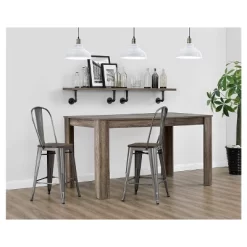 Set Of 2 24" Luxor Metal Counter Height Barstool With Wood Seat Antique Gun Metal - Room & Joy