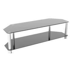 Glass Shelves TV Stand For TVs Up To 65" - Silver/Black -Luxe Living Interiors Shop GUEST 51d7f8a8 d0a1 464b 9ef0 945119dfe31e