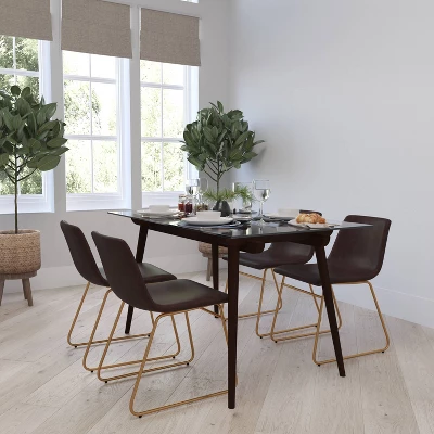 Set Of 2 Faux Leather Bucket Seat Dining Chairs With Frame - Merrick Lane 16 Set Of 2 Faux Leather Bucket Seat Dining Chairs With Frame - Merrick Lane - Image 14