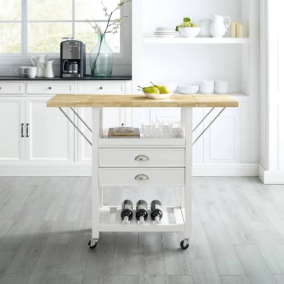 Bristol Double Drop Leaf Kitchen Cart White - Crosley 11 Bristol Double Drop Leaf Kitchen Cart White - Crosley - Image 9